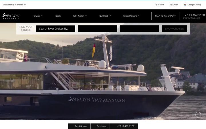 Ekrano kopija avalonwaterways.co.za