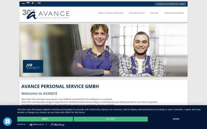 Screenshot of avance-personal.de