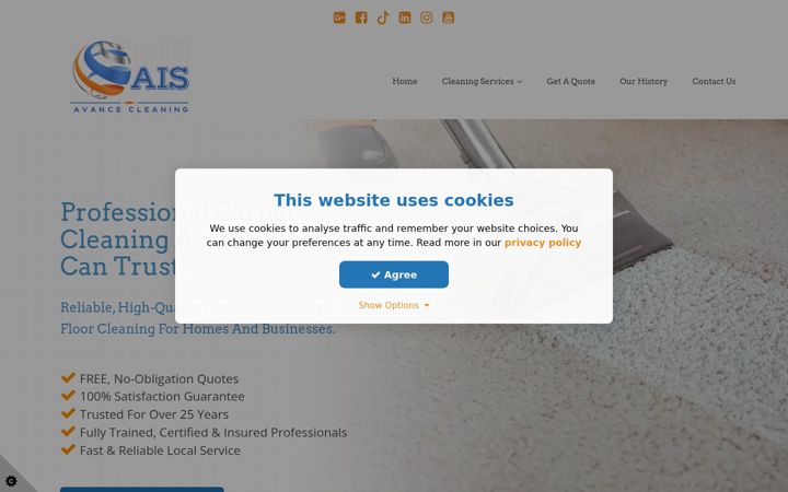 Screenshot of avancecleaning.co.uk