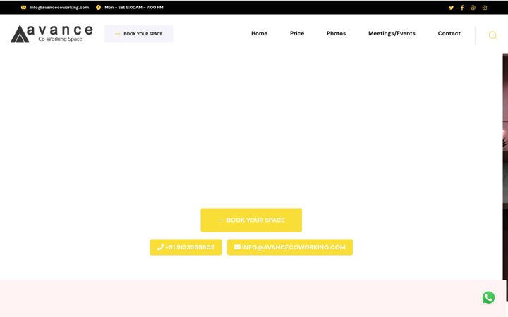 Screenshot of avancecoworking.com