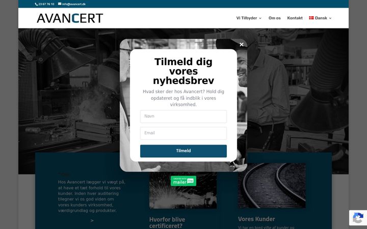 Screenshot of avancert.dk