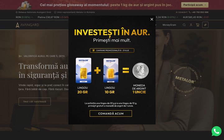 Screenshot of avangardgold.ro