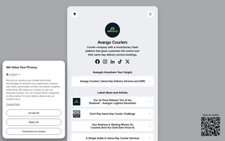 Képernyőkép: avangocouriers.co.uk