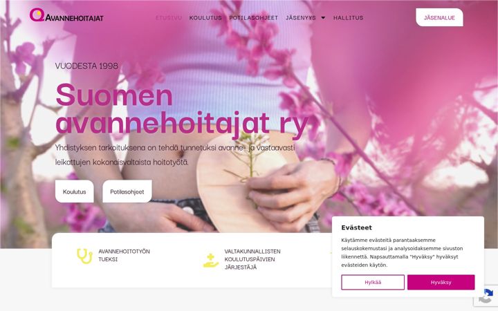 Screenshot of avannehoitajat.fi