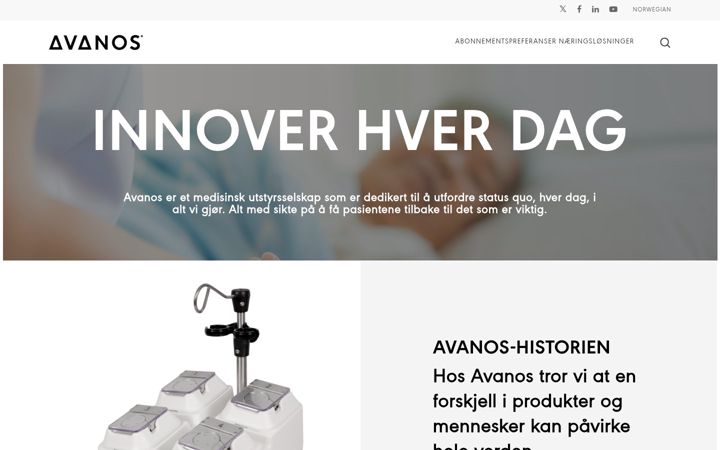 Screenshot stránky avanos.no