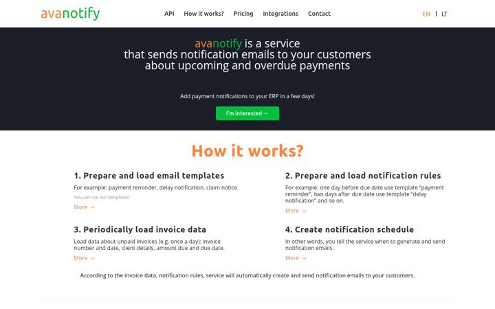 Screenshot of avanotify.com