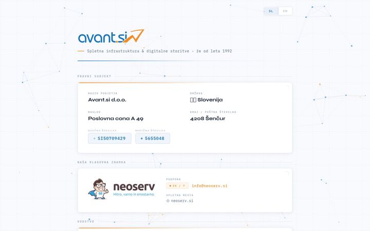Snímek obrazovky avant.si