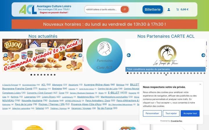 Screenshot of avantages-culture-loisirs.fr