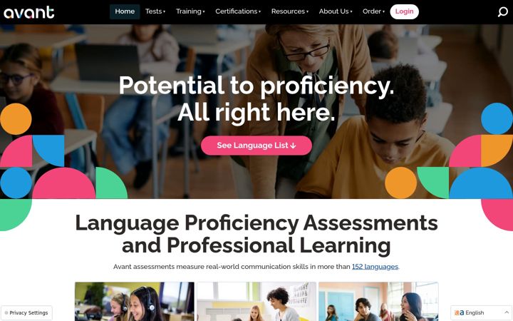 Screenshot of avantassessment.com