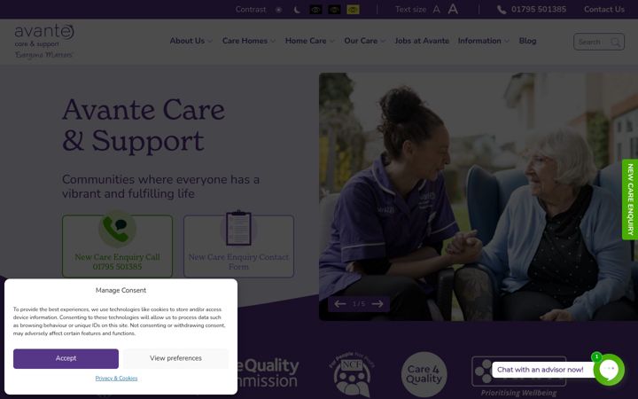 Képernyőkép: avantecare.org.uk