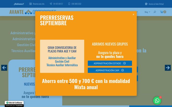 Screenshot of avanteoposiciones.com