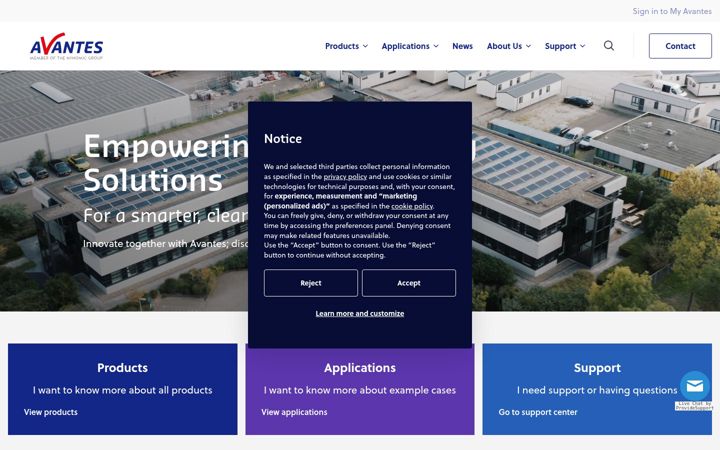 Screenshot of avantes.eu
