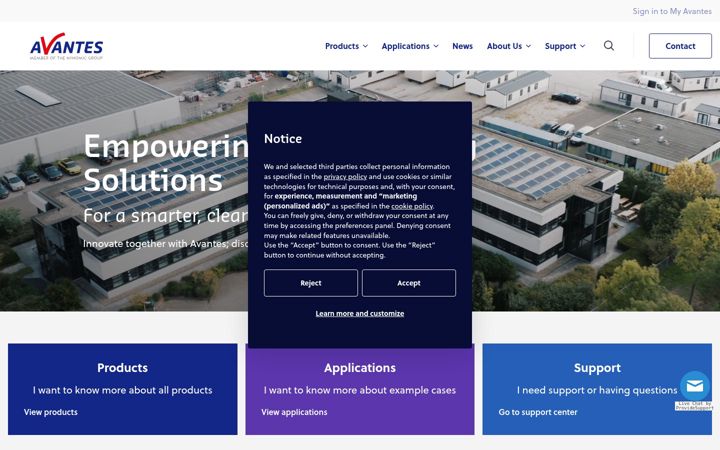 Screenshot of avantes.nl
