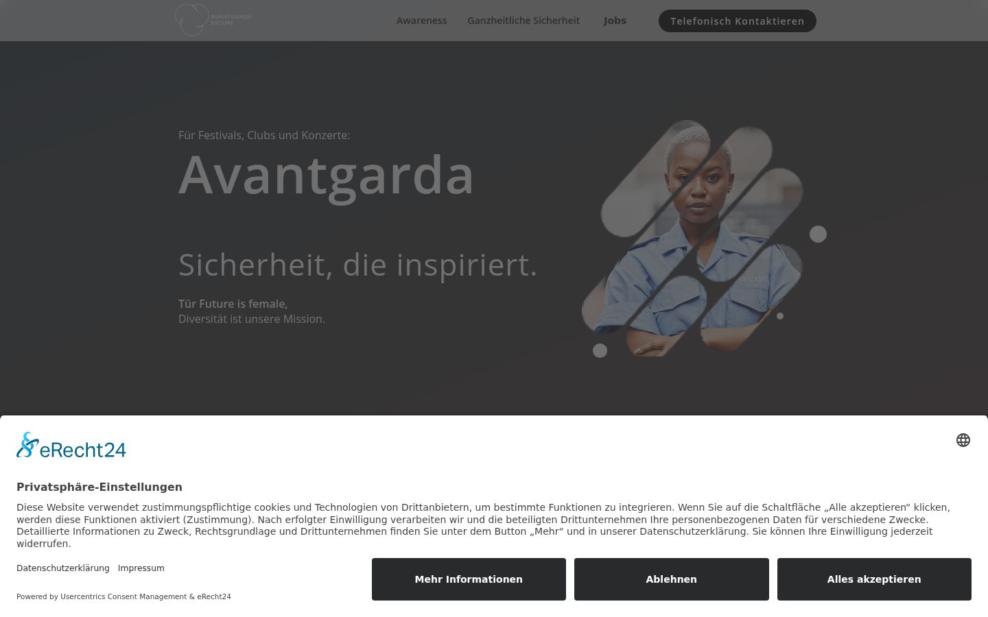 Screenshot des Einwilligungsbanners vor jeglicher Interaktion