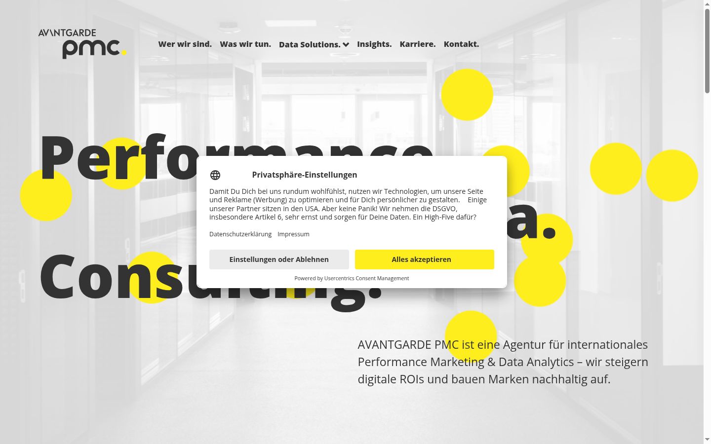 Screenshot of the consent banner shown before any interaction