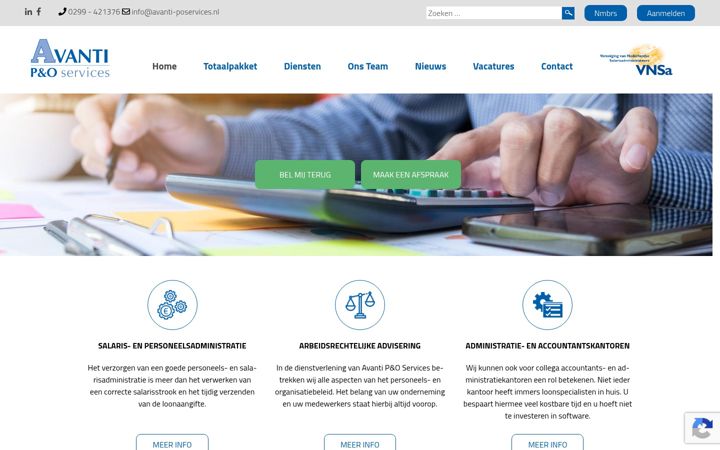 Skærmbillede af avanti-poservices.nl