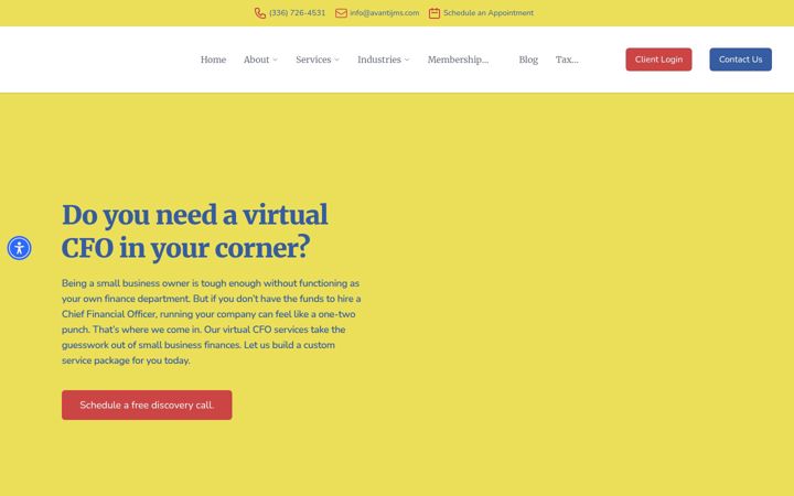 Screenshot of avantijmsaccounting.com
