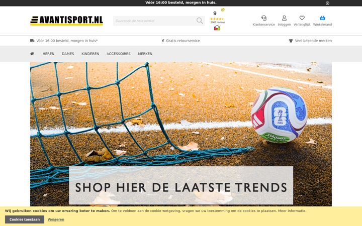Snímek obrazovky avantisport.nl
