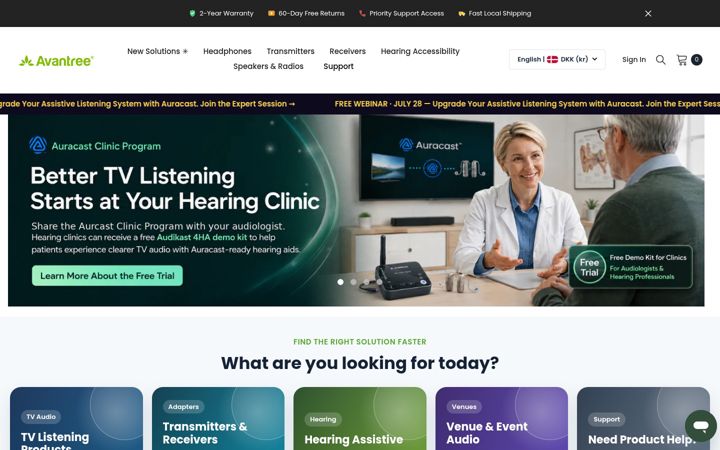 Screenshot ta' avantree.com