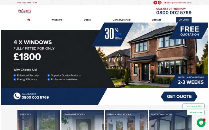 Screenshot of avantwindows.co.uk