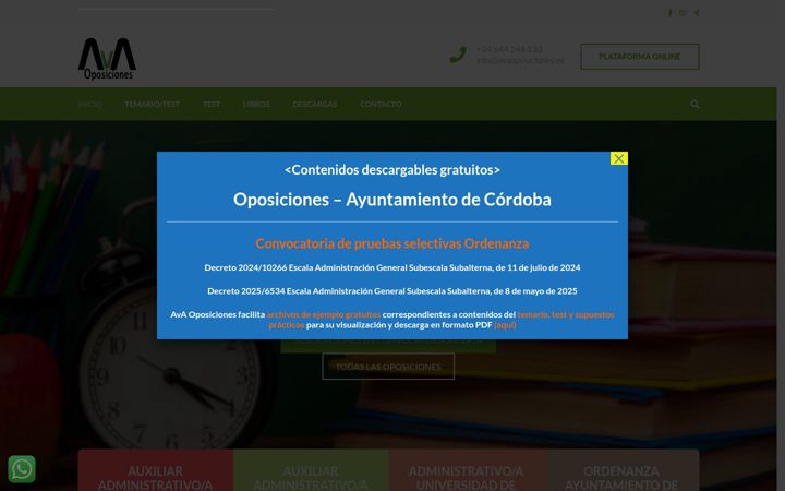 Snímek obrazovky avaoposiciones.net