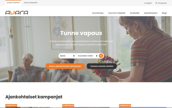 Screenshot of avara.fi