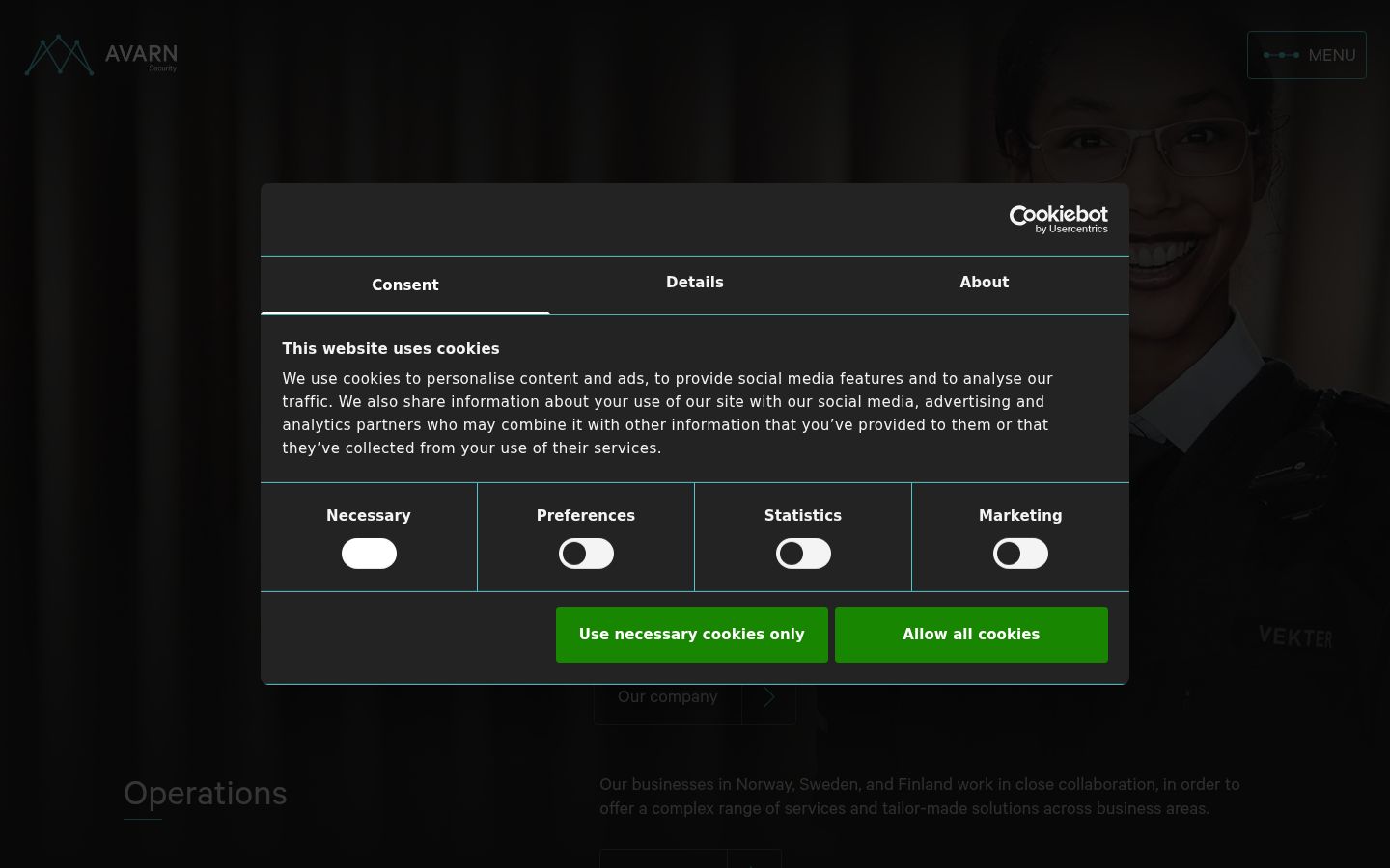 Screenshot of the consent banner shown before any interaction