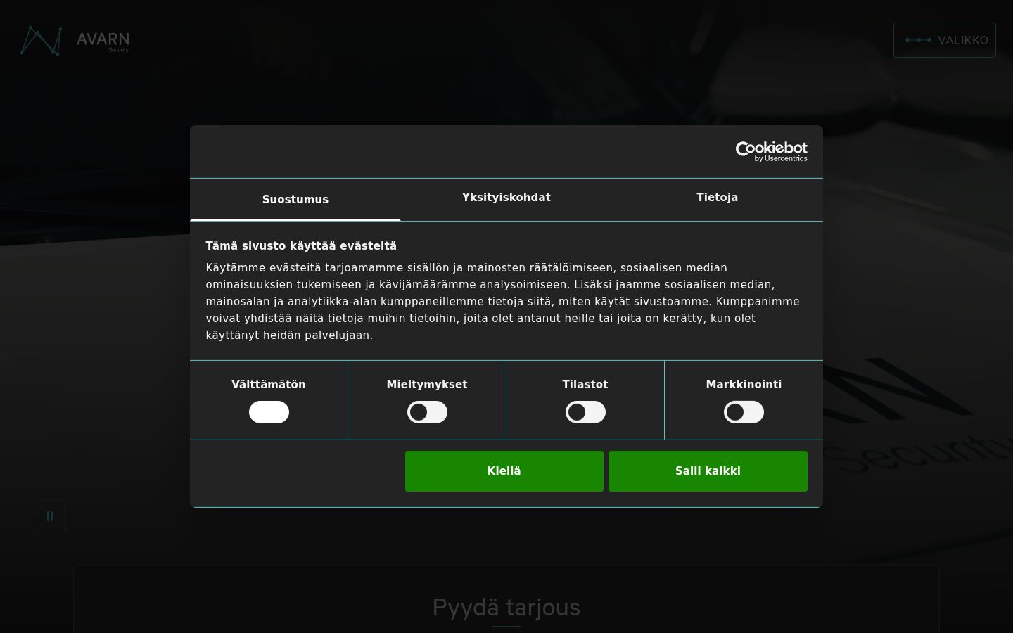 Sutikimo reklamjuostės, rodytos prieš bet kokią sąveiką, ekrano kopija