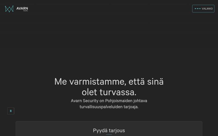 Screenshot of avarnsecurity.fi