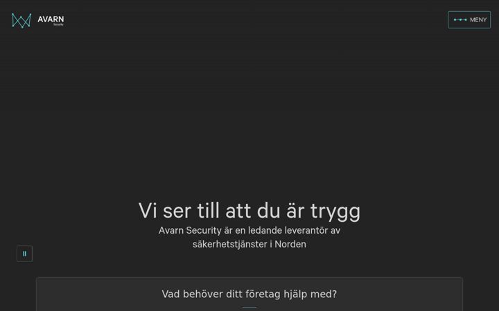 Screenshot stránky avarnsecurity.se