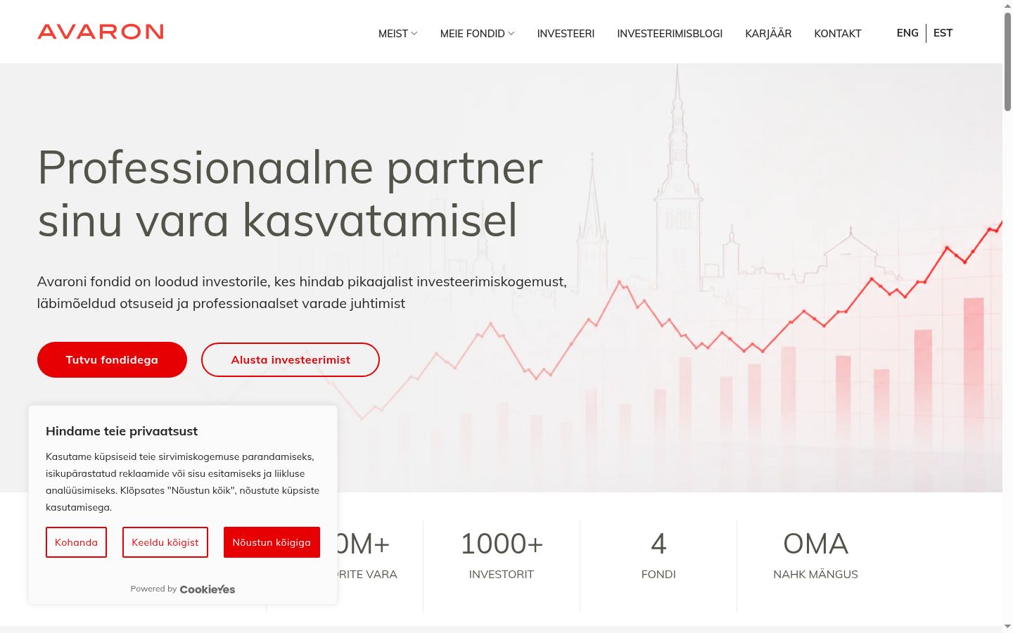 Ekrānuzņēmums ar piekrišanas baneri, kas tika rādīts pirms jebkādas mijiedarbības