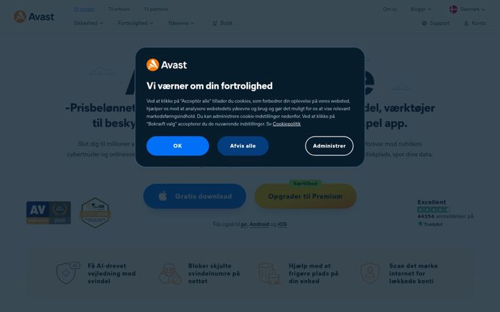 Екранна снимка на avast.com