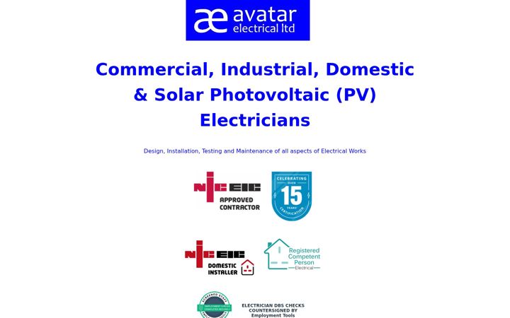 Screenshot of avatarelectrical.co.uk