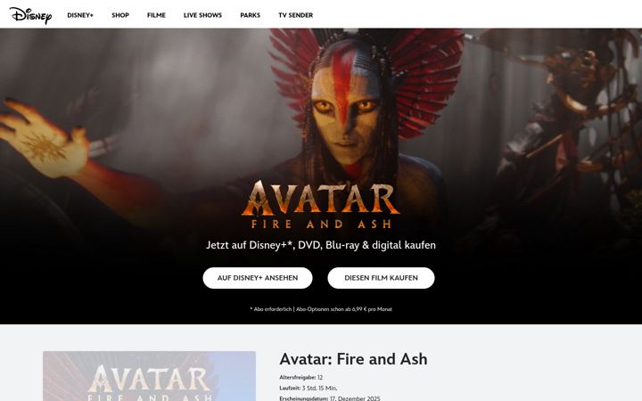 Screenshot of avatarfireandashmovie.de