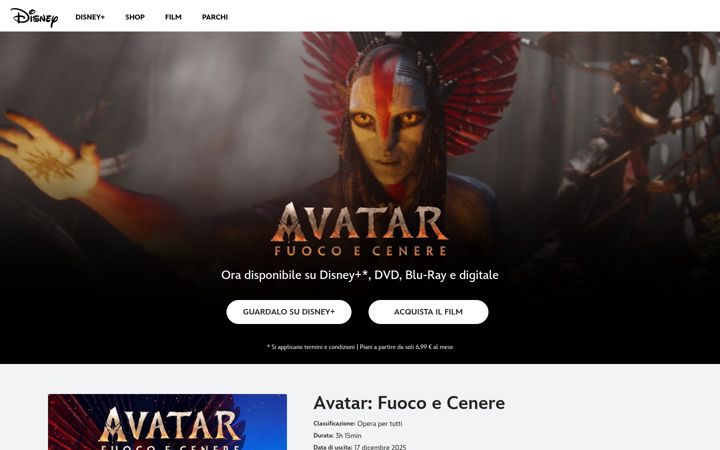 Screenshot of avatarfireandashmovie.it