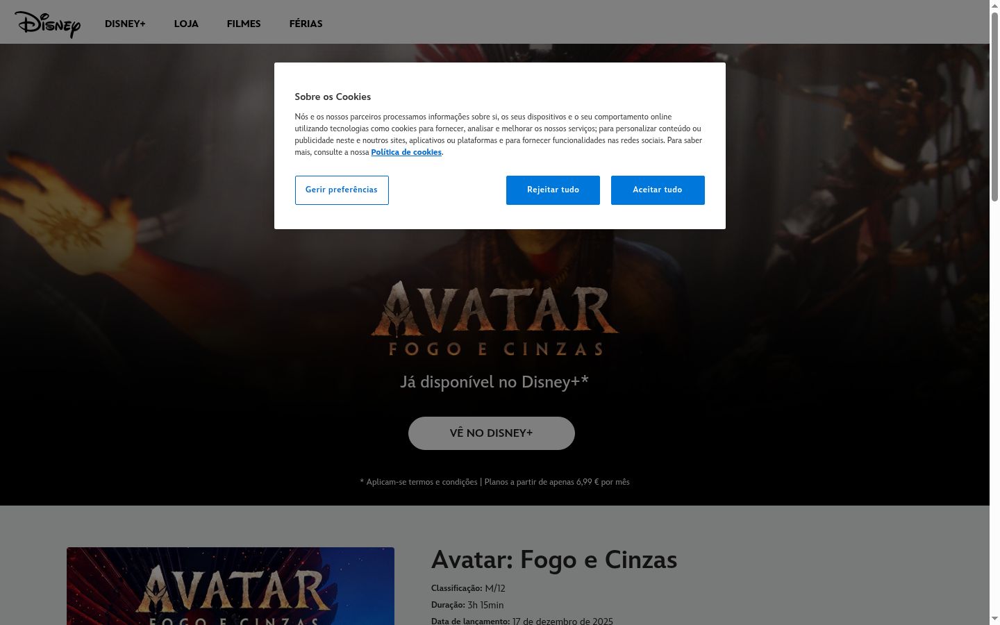 Captura de pantalla del banner de consentimiento mostrado antes de cualquier interacción