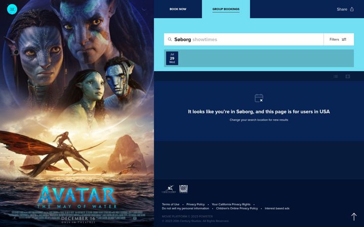 Screenshot of avatarthewayofwatertickets.com