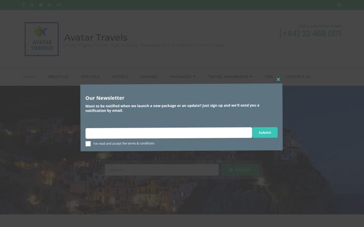 Screenshot of avatartravels.co.nz