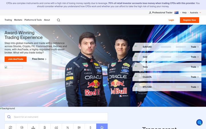 Screenshot of avatrade.com.au