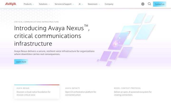 Screenshot of avaya.com