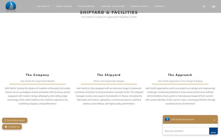 Screenshot of avayachts.com