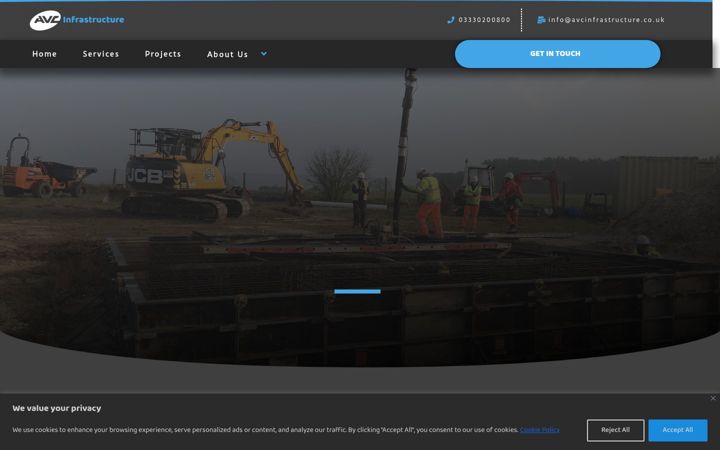 Captura de ecrã de avcinfrastructure.co.uk