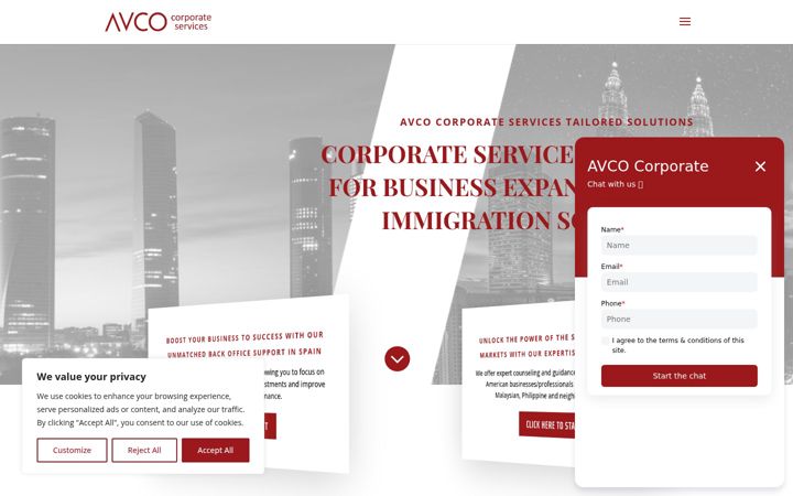 Screenshot of avcocorporate.com