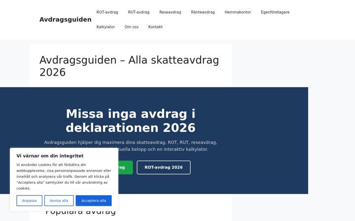 Screenshot stránky avdragsguiden.se