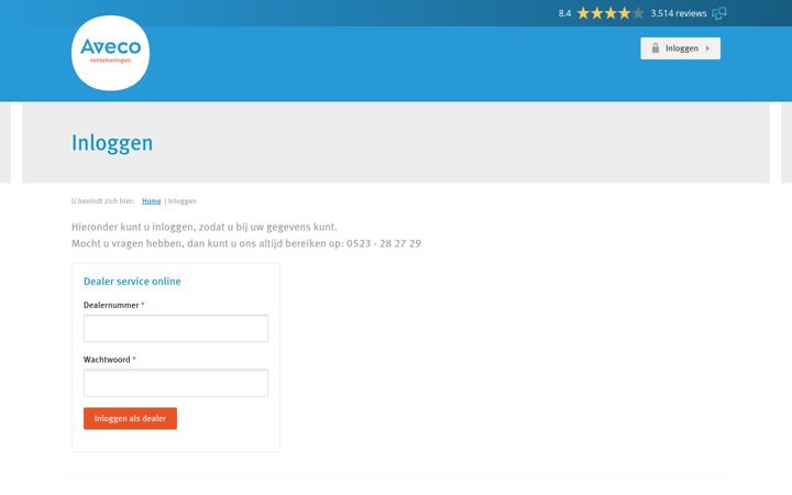 Screenshot of avecodealerinlog.nl