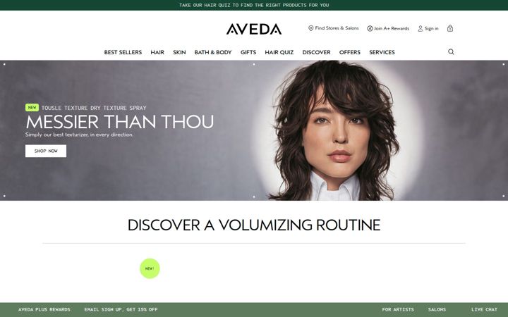 Screenshot of aveda.com