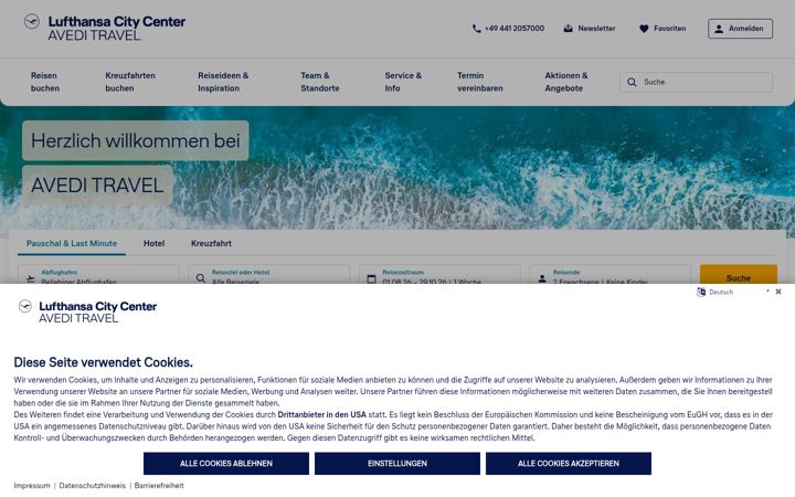 Screenshot of avedi-travel.de