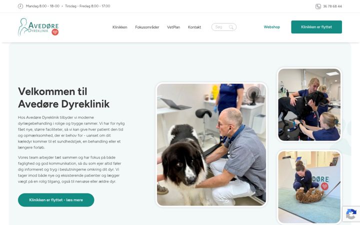 Screenshot of avedoeredyreklinik.dk