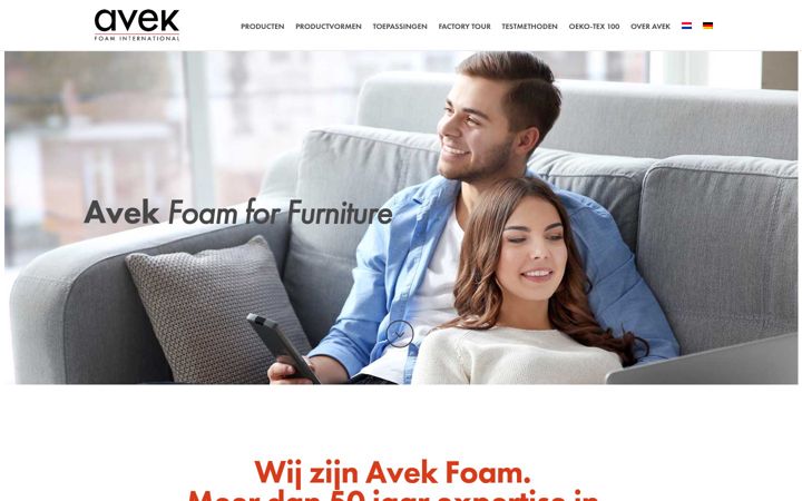 Screenshot of avekfoam.nl