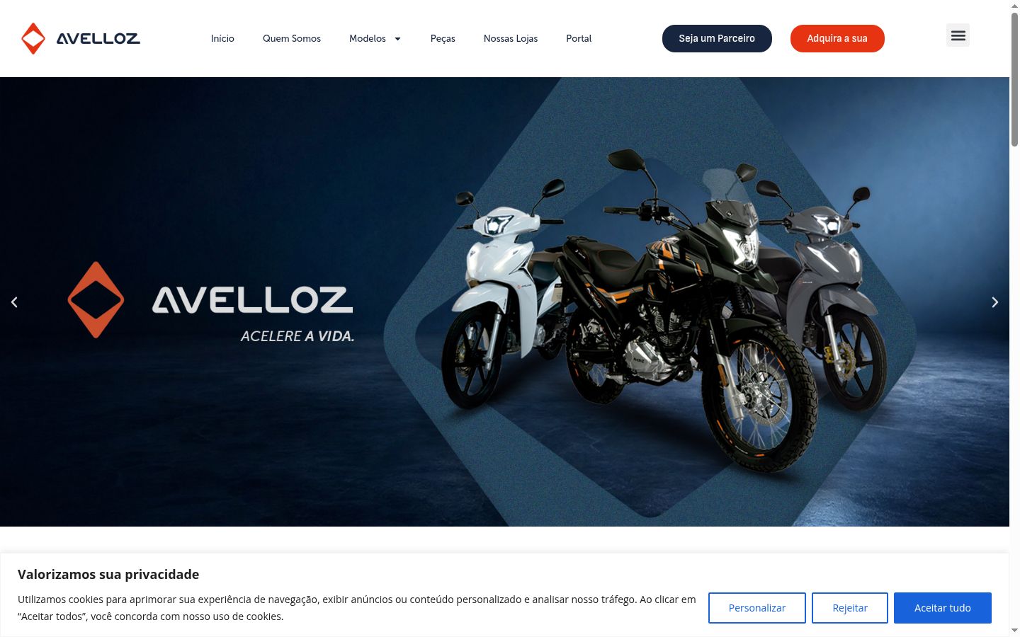Captura de pantalla del banner de consentimiento mostrado antes de cualquier interacción